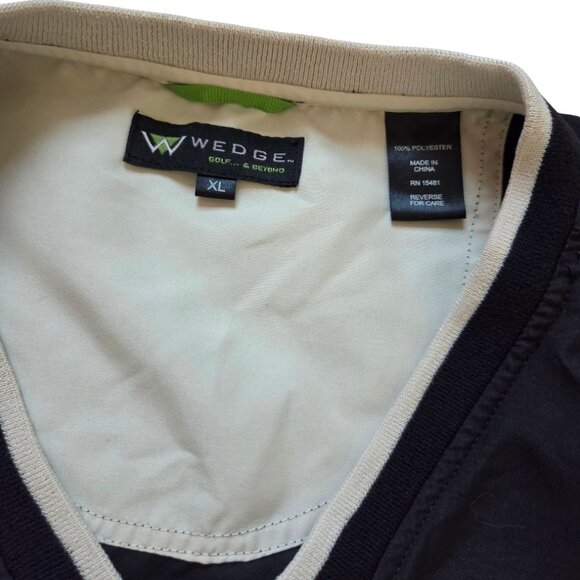 Wedge Golf Windbreaker XL Black/Khaki Pullover Jacket Golfing Outdoor Sporting - Picture 3 of 7